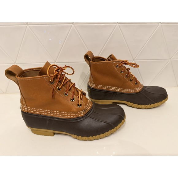 L.L. Bean Mens Duck Boots Brown Leather Rubber Made in USA NEW Size 6 main image 6
